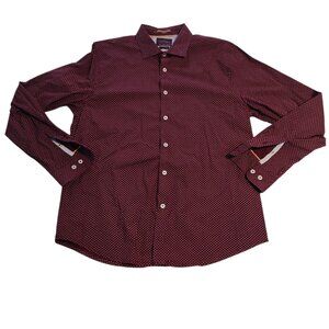 Ricky Singh Cactus Man Shirt Long Sleeve Red White Polka Dot Large EUC